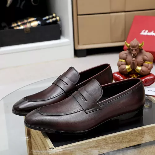 Replica Salvatore Ferragamo Leather Shoes For Men #1356317 $88.00 USD for Wholesale