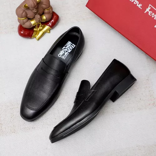 Replica Salvatore Ferragamo Leather Shoes For Men #1356325 $88.00 USD for Wholesale