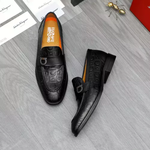 Replica Salvatore Ferragamo Leather Shoes For Men #1356488 $92.00 USD for Wholesale