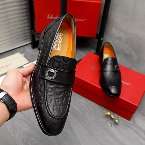 Replica Salvatore Ferragamo Leather Shoes For Men #1356488 $92.00 USD for Wholesale