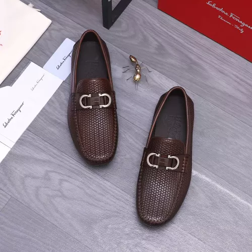 Replica Salvatore Ferragamo Leather Shoes For Men #1356489 $92.00 USD for Wholesale