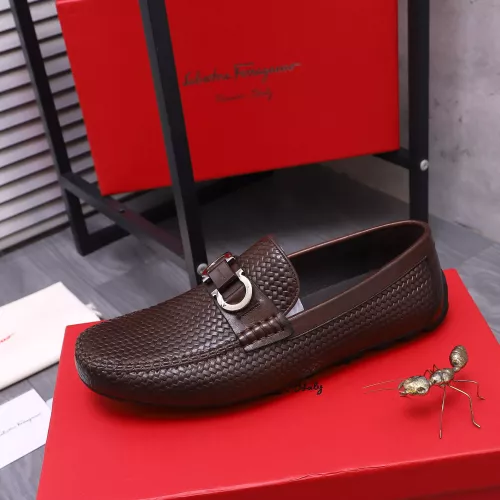 Replica Salvatore Ferragamo Leather Shoes For Men #1356489 $92.00 USD for Wholesale