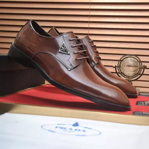 Replica Prada Leather Shoes For Men #1356518 $100.00 USD for Wholesale