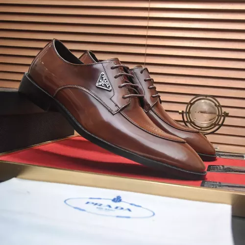 Replica Prada Leather Shoes For Men #1356523 $100.00 USD for Wholesale