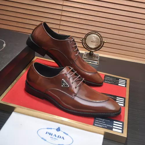 Replica Prada Leather Shoes For Men #1356523 $100.00 USD for Wholesale