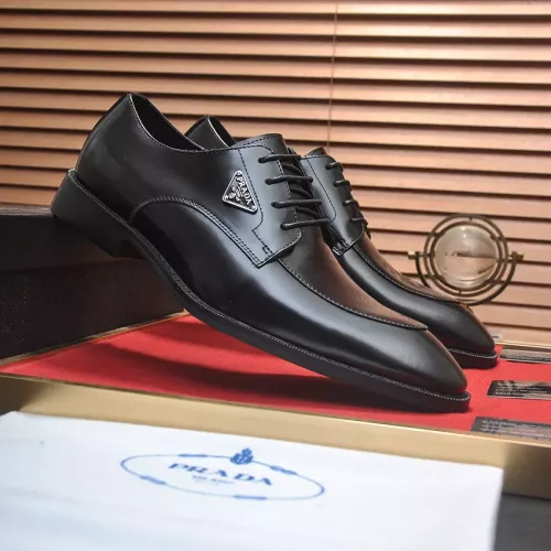 Replica Prada Leather Shoes For Men #1356524 $100.00 USD for Wholesale