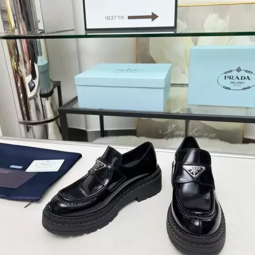 Replica Prada Leather Shoes For Women #1357505 $100.00 USD for Wholesale