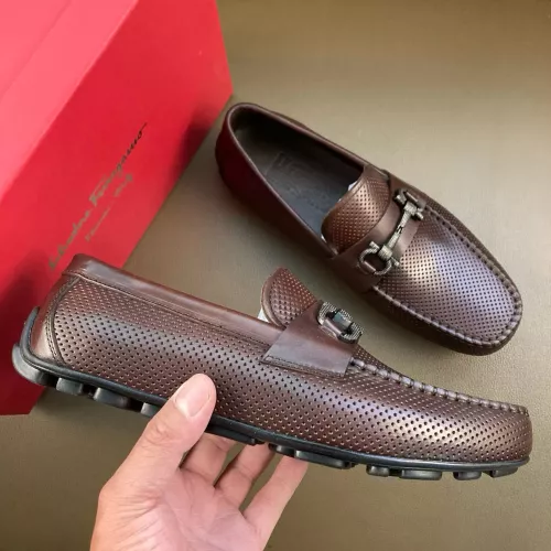 Replica Salvatore Ferragamo Leather Shoes For Men #1361609 $88.00 USD for Wholesale