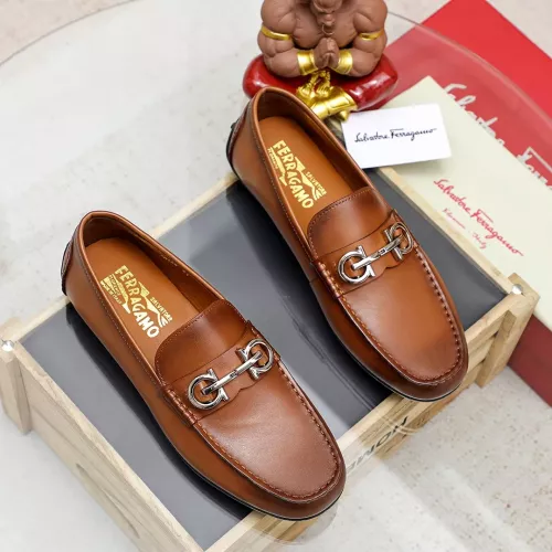Replica Salvatore Ferragamo Leather Shoes For Men #1361677 $72.00 USD for Wholesale