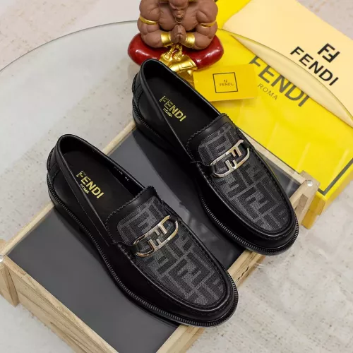 Replica Fendi Leather Shoes For Men #1361898 $85.00 USD for Wholesale
