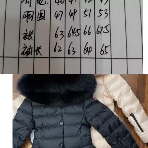 Replica Moncler Down Feather Coat Long Sleeved For Women #1371244 $240.00 USD for Wholesale