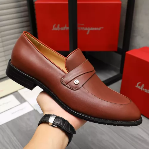 Replica Salvatore Ferragamo Leather Shoes For Men #1380562 $88.00 USD for Wholesale