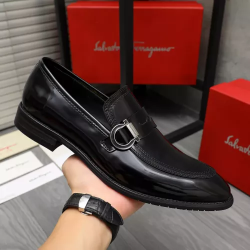 Replica Salvatore Ferragamo Leather Shoes For Men #1380566 $88.00 USD for Wholesale