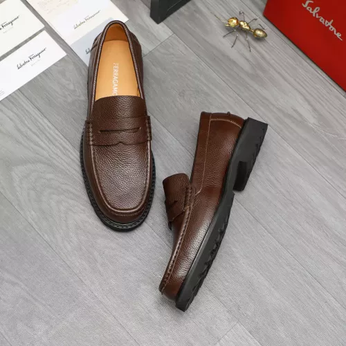 Replica Salvatore Ferragamo Leather Shoes For Men #1380641 $85.00 USD for Wholesale