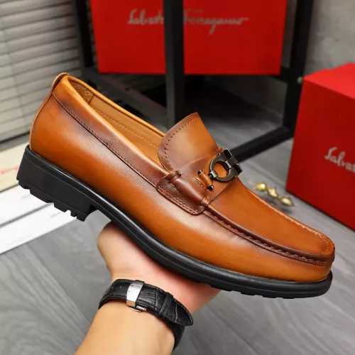 Replica Salvatore Ferragamo Leather Shoes For Men #1380680 $85.00 USD for Wholesale