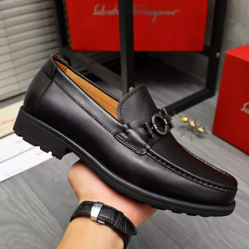 Replica Salvatore Ferragamo Leather Shoes For Men #1380683 $85.00 USD for Wholesale