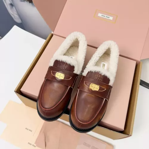 Replica MIU MIU Leather Shoes For Women #1381072 $105.00 USD for Wholesale