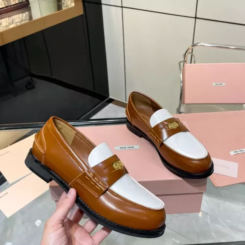 Replica MIU MIU Leather Shoes For Women #1381075 $102.00 USD for Wholesale
