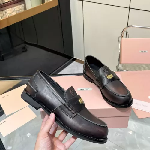 Replica MIU MIU Leather Shoes For Women #1381078 $102.00 USD for Wholesale