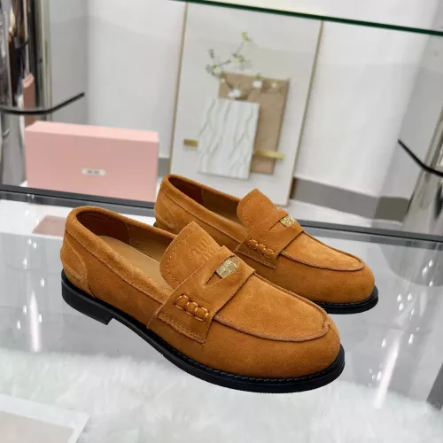Replica MIU MIU Leather Shoes For Women #1381082 $102.00 USD for Wholesale