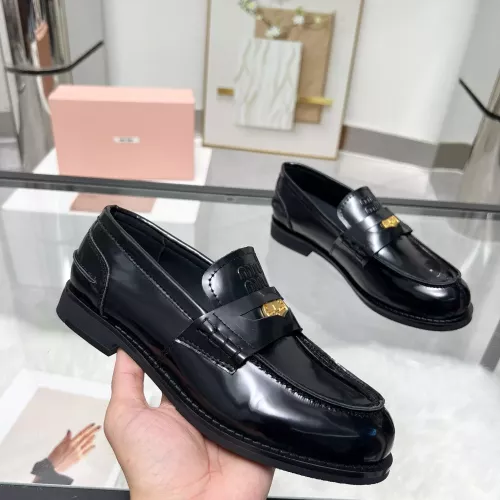 Replica MIU MIU Leather Shoes For Women #1381086 $102.00 USD for Wholesale