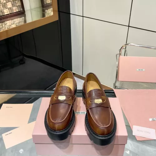 Replica MIU MIU Leather Shoes For Women #1381116 $105.00 USD for Wholesale