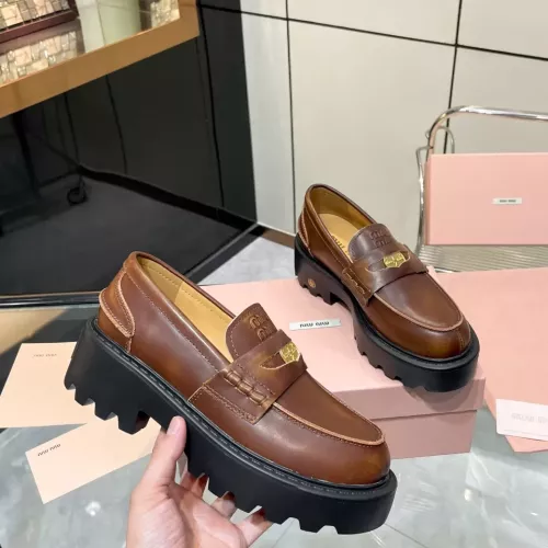 Replica MIU MIU Leather Shoes For Women #1381116 $105.00 USD for Wholesale