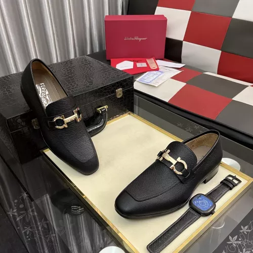 Replica Salvatore Ferragamo Leather Shoes For Men #1381476 $108.00 USD for Wholesale