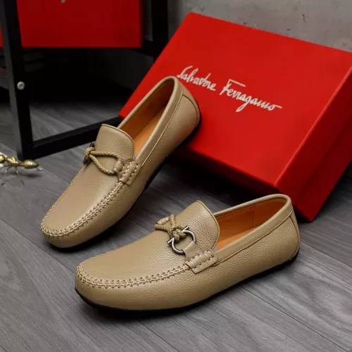 Replica Salvatore Ferragamo Leather Shoes For Men #1381833 $92.00 USD for Wholesale