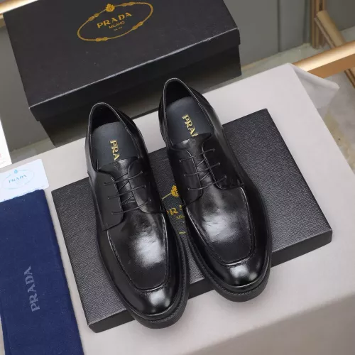 Replica Prada Leather Shoes For Men #1381837 $100.00 USD for Wholesale