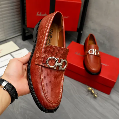 Replica Salvatore Ferragamo Leather Shoes For Men #1392088 $85.00 USD for Wholesale