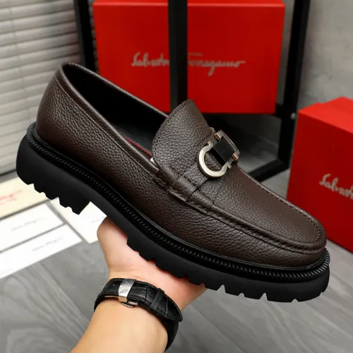 Replica Salvatore Ferragamo Leather Shoes For Men #1392102 $112.00 USD for Wholesale