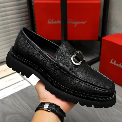 Replica Salvatore Ferragamo Leather Shoes For Men #1392104 $112.00 USD for Wholesale