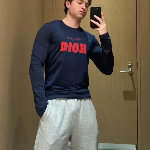 Replica Christian Dior T-Shirts Long Sleeved For Men #1393477 $82.00 USD for Wholesale