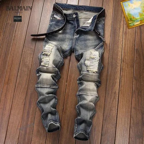 Replica Balmain Jeans For Men #1394584 $48.00 USD for Wholesale