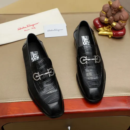 Replica Salvatore Ferragamo Leather Shoes For Men #1399779 $88.00 USD for Wholesale