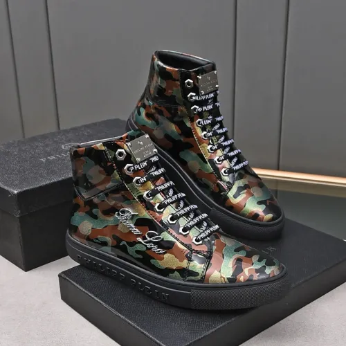 Replica Philipp Plein PP High Tops Shoes For Men #1400019 $88.00 USD for Wholesale