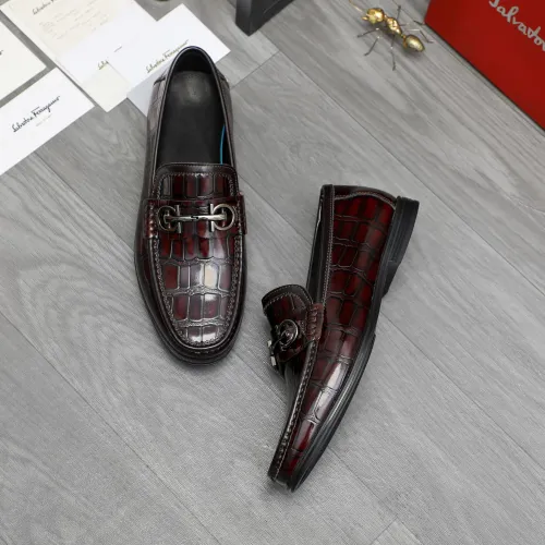Replica Salvatore Ferragamo Leather Shoes For Men #1408685 $85.00 USD for Wholesale