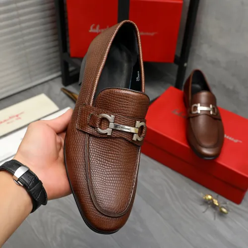 Replica Salvatore Ferragamo Leather Shoes For Men #1408687 $85.00 USD for Wholesale