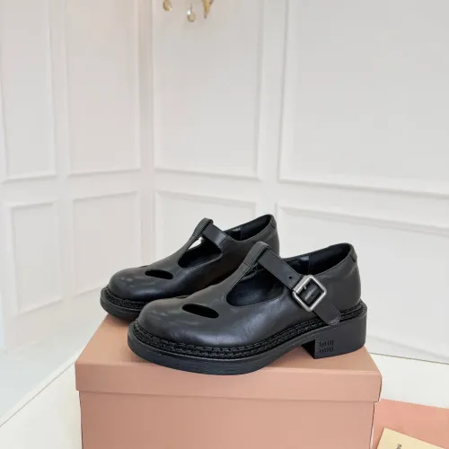 Replica MIU MIU Leather Shoes For Women #1409419 $102.00 USD for Wholesale