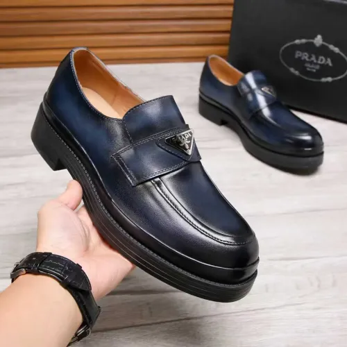 Replica Prada Leather Shoes For Men #1416118 $100.00 USD for Wholesale