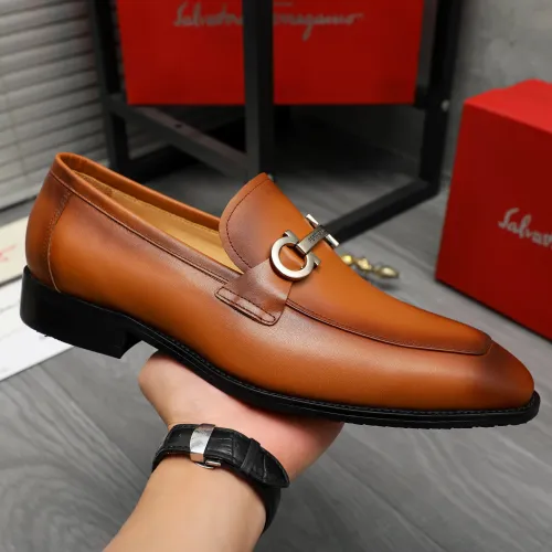 Replica Salvatore Ferragamo Leather Shoes For Men #1416542 $88.00 USD for Wholesale