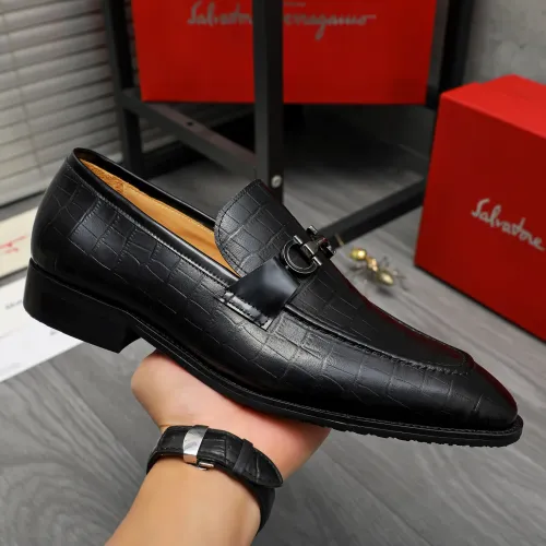 Replica Salvatore Ferragamo Leather Shoes For Men #1416555 $88.00 USD for Wholesale