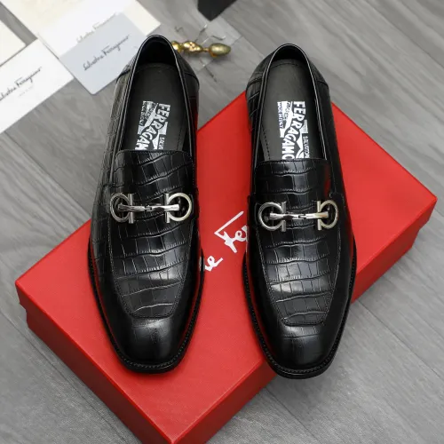 Replica Salvatore Ferragamo Leather Shoes For Men #1416565 $88.00 USD for Wholesale
