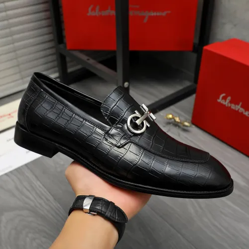 Replica Salvatore Ferragamo Leather Shoes For Men #1416565 $88.00 USD for Wholesale