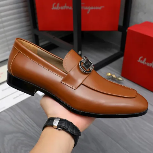 Replica Salvatore Ferragamo Leather Shoes For Men #1433543 $108.00 USD for Wholesale