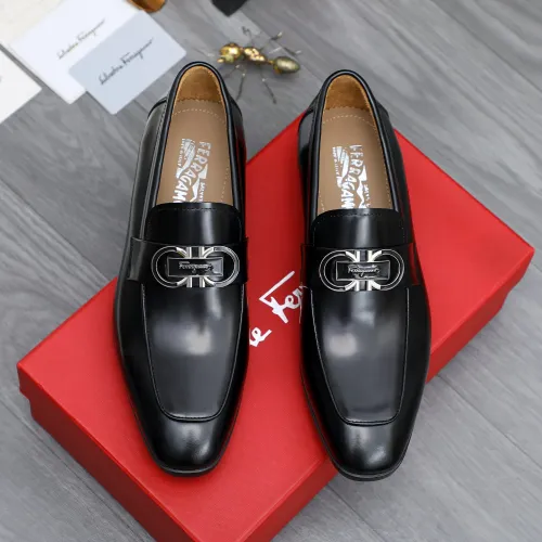 Replica Salvatore Ferragamo Leather Shoes For Men #1433545 $108.00 USD for Wholesale