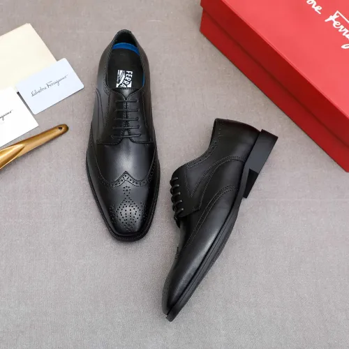 Replica Salvatore Ferragamo Leather Shoes For Men #1434142 $88.00 USD for Wholesale