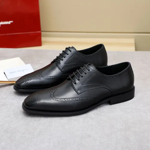 Replica Salvatore Ferragamo Leather Shoes For Men #1434142 $88.00 USD for Wholesale