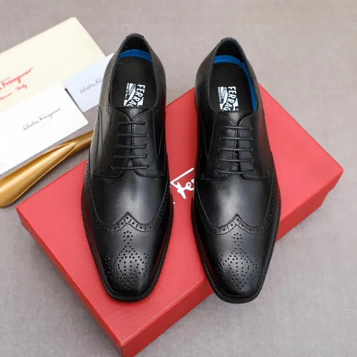 Replica Salvatore Ferragamo Leather Shoes For Men #1434142 $88.00 USD for Wholesale